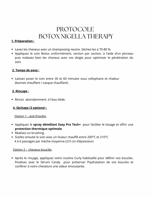 Botox Professionnel - Nigella Therapy ( non lissant ) - MEILLEUR LISSAGE