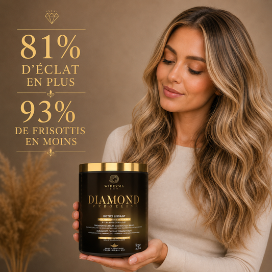 Botox capillaire Diamond Wideyma Beauty - soin lissant professionnel haut de gamme pour cheveux abîmés et indisciplinés.