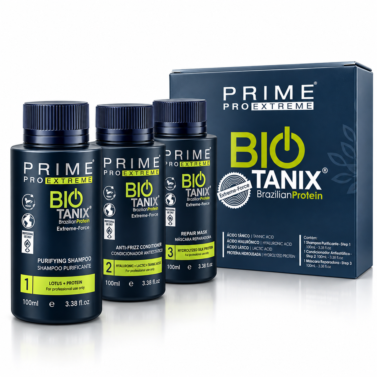 Mini Kit Lissage Bio Tanix Prime Pro Extreme 3 x 100 ml – lissage professionnel au tanin