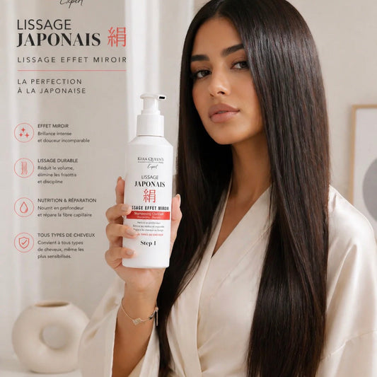 lissage japonais effet miroir cheveux lisses brillants femme soin lissant sans formol