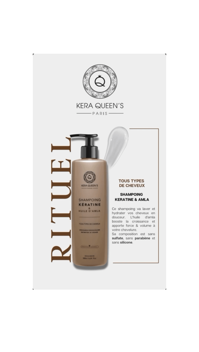 Trio Kératine & Huile d’Amla Shampoing + Masque + Sérum ( 500 ml ) - MEILLEUR LISSAGE