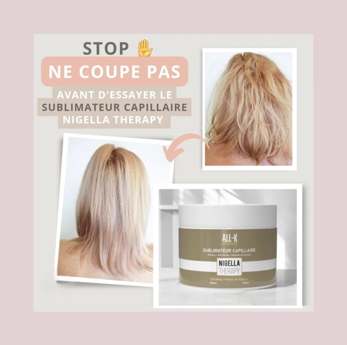 Avant après botox non lissant cheveux secs et abimés soin profond professionnel