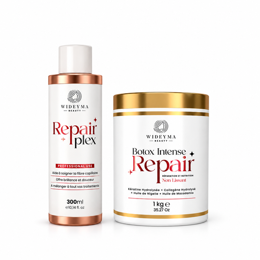 Duo Botox Intense Repair 1 kg et Repair Plex 300 ml Wideyma – soin réparateur cheveux abîmés