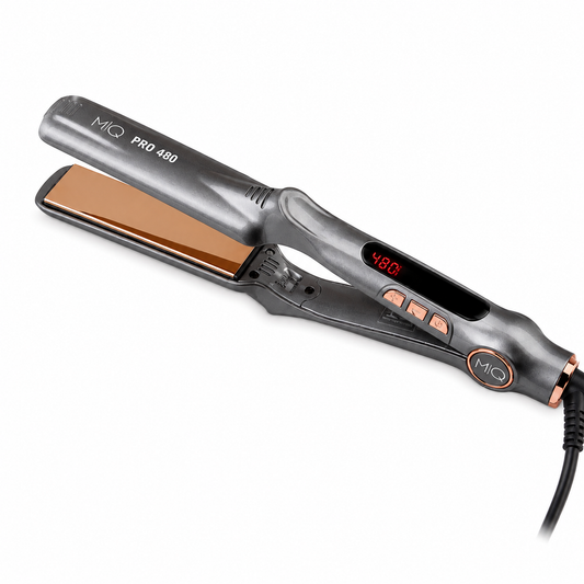 Lisseur MQ Pro 480 professionnel avec plaques titane, température 250°C, idéal pour lissage brésilien, tanin et botox capillaire.