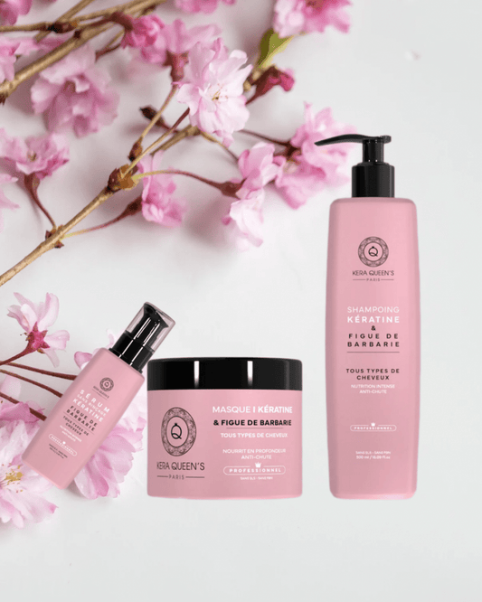 Trio Kératine & Figue de Barbarie Shampoing + Masque + Sérum ( 500 ml ) - MEILLEUR LISSAGE