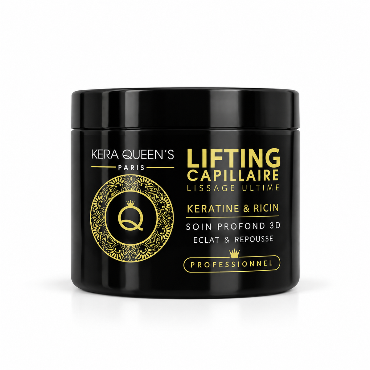 Botox capillaire Kératine & Ricin Kera Queen’s 500 ml – soin professionnel lissant, fortifiant et nourrissant pour cheveux secs et abîmés