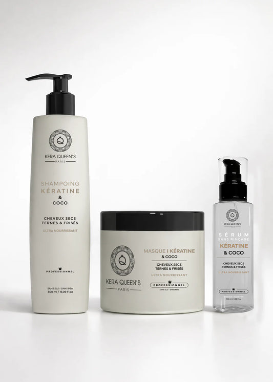 Shampoing Sans Sulfates Kératine & Huile de Coco – Nutrition & Souplesse