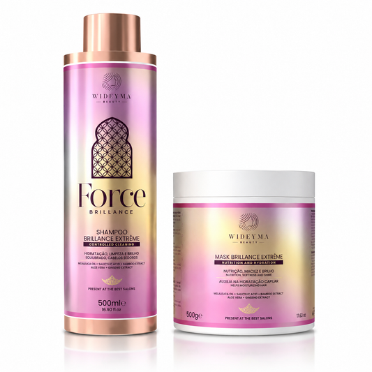 Kit Force Brillance Wideyma Beauty - shampoing et masque professionnels pour cheveux brillants, hydratés et soyeux