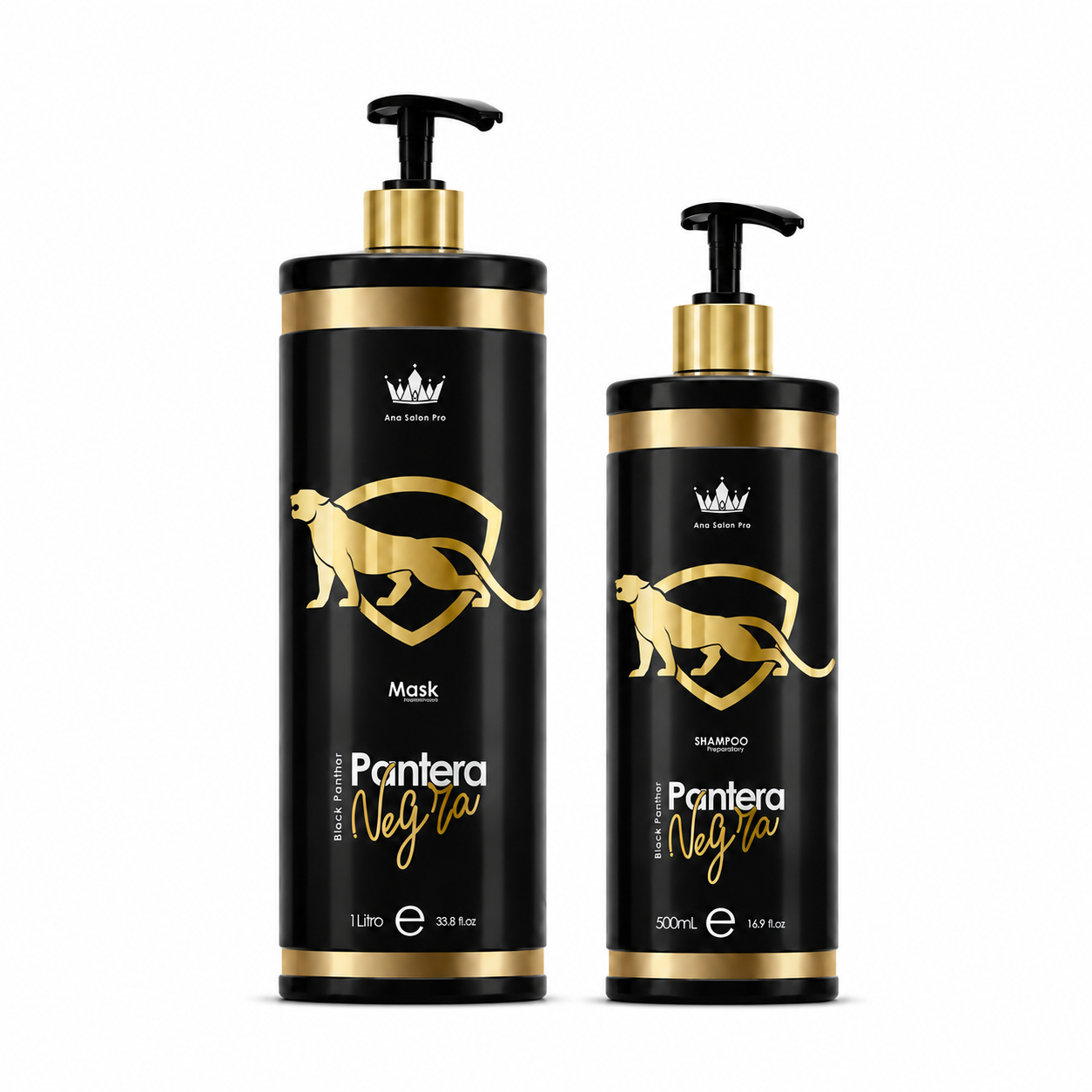 Lissage brésilien Pantera Negra Ana Paula Carvalho 1L et shampoing préparateur 500ml, soin professionnel pour lisser les cheveux frisés, épais, secs et difficiles