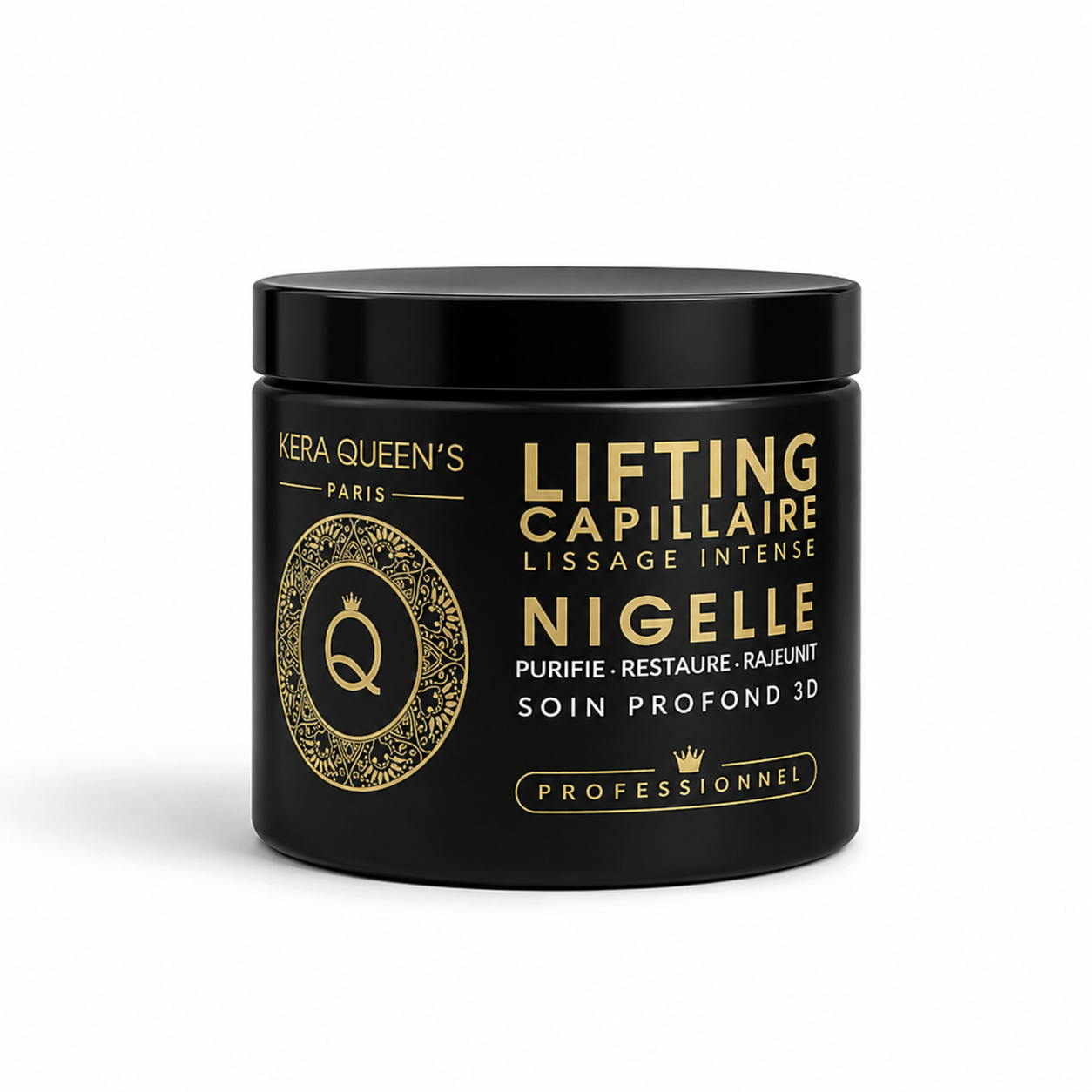 Lifting capillaire Nigelle Kera Queen’s Paris 500g – botox capillaire professionnel réparateur anti-frisottis et soin profond 3D