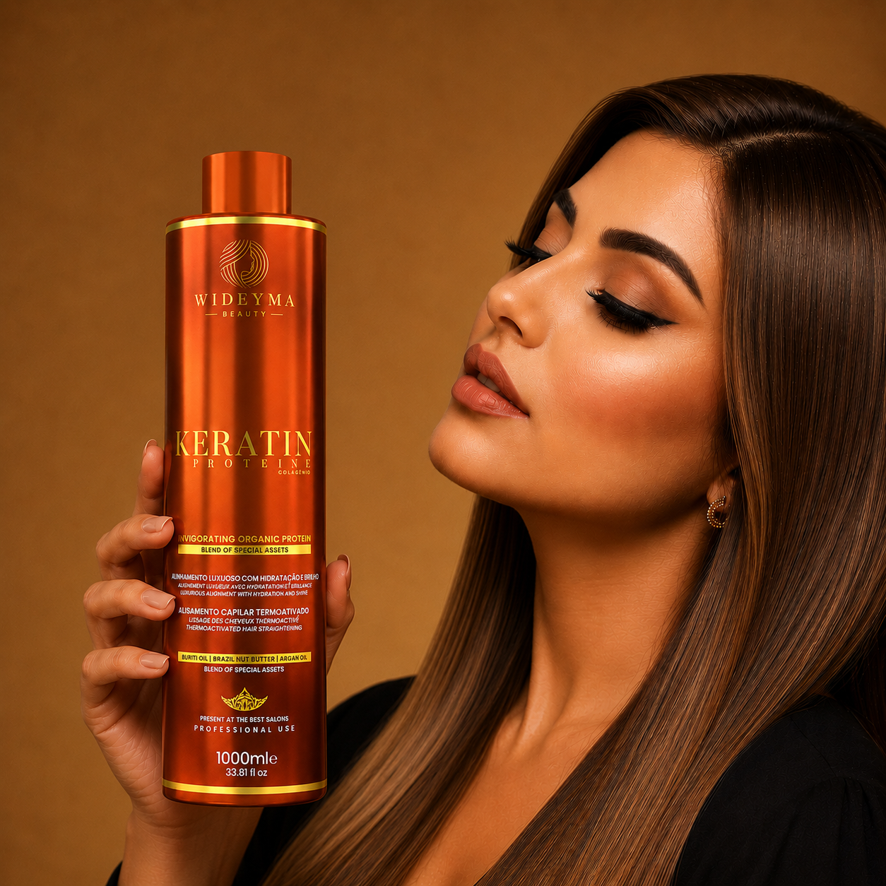Lissage brésilien kératine Wideyma Beauty,  soin lissant professionnel pour cheveux fins, réduction du volume, hydratation intense, cheveux lisses, brillants et soyeux