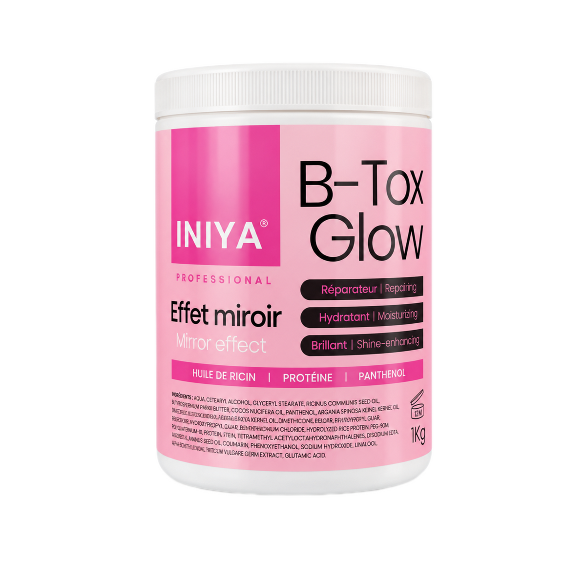 Botox capillaire au beurre de karité INIYA B-Tox Glow 1 kg – soin hydratant effet miroir