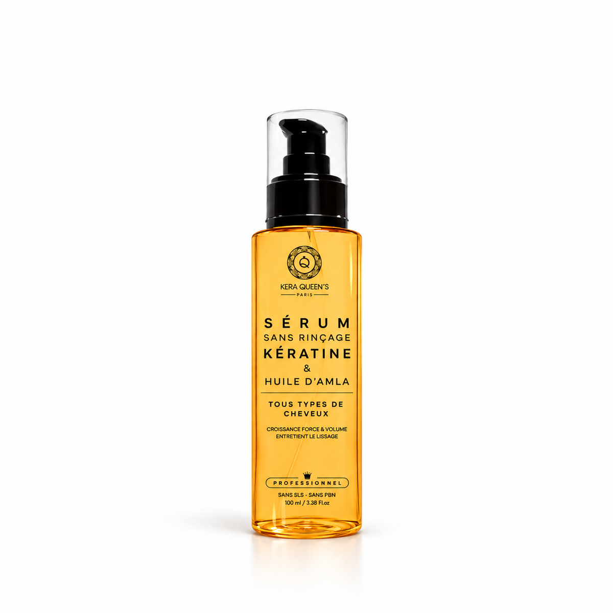 Sérum cheveux professionnel à l’huile d’Amla et kératine 100 ml – soin sans rinçage brillance et finition après lissage