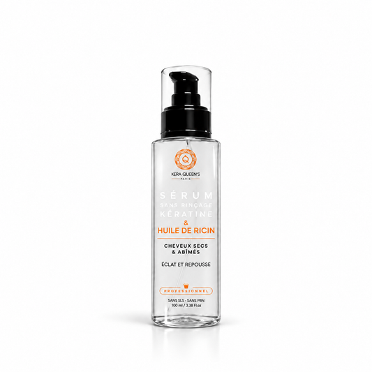 Sérum huile de ricin & kératine 100 ml – cheveux secs, abîmés et cassants, soin fortifiant anti-casse