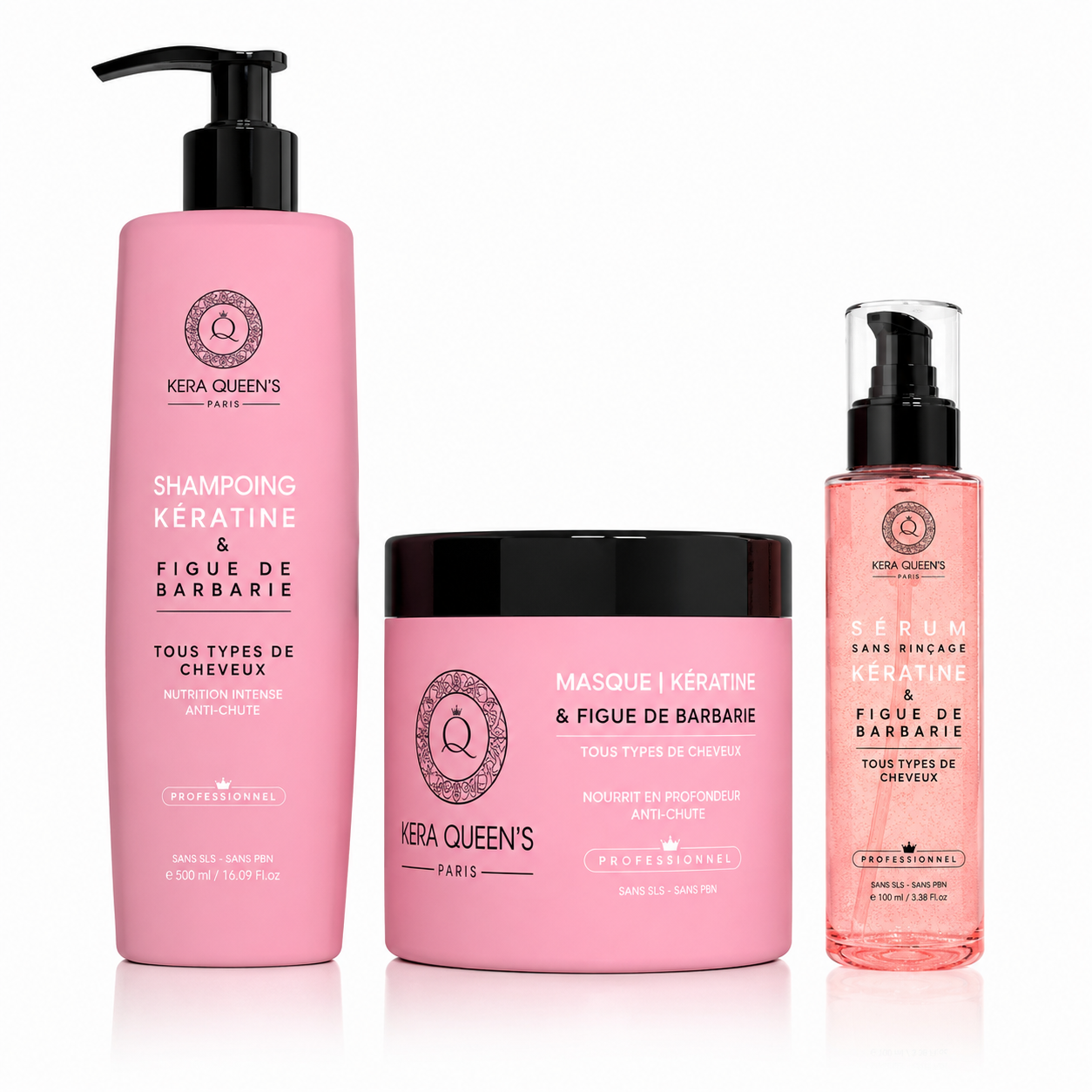 Shampooing Kératine Figue de Barbarie - shampoing, masque et sérum anti-chute nourrissants pour cheveux secs et entretien lissage