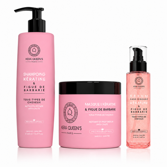 Shampooing Kératine Figue de Barbarie - shampoing, masque et sérum anti-chute nourrissants pour cheveux secs et entretien lissage