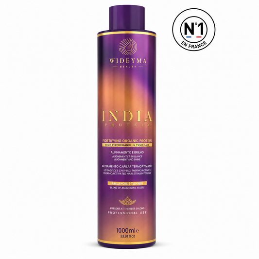 Lissage indien professionnel Wideyma sans formol et sans acide glyoxylique, enrichi en huile d’amla et tanin pour des cheveux lisses, brillants et disciplinés