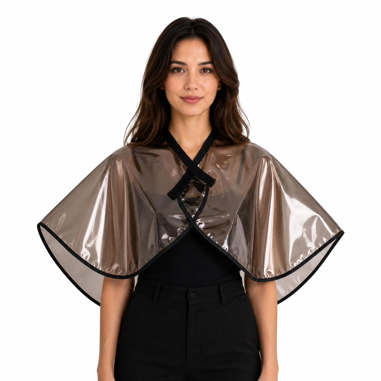 Cape de coupe professionnelle imperméable pour coiffure, idéale pour le lissage brésilien, le lissage indien, les colorations, les soins capillaires et la coupe de cheveux, protège efficacement les vêtements.