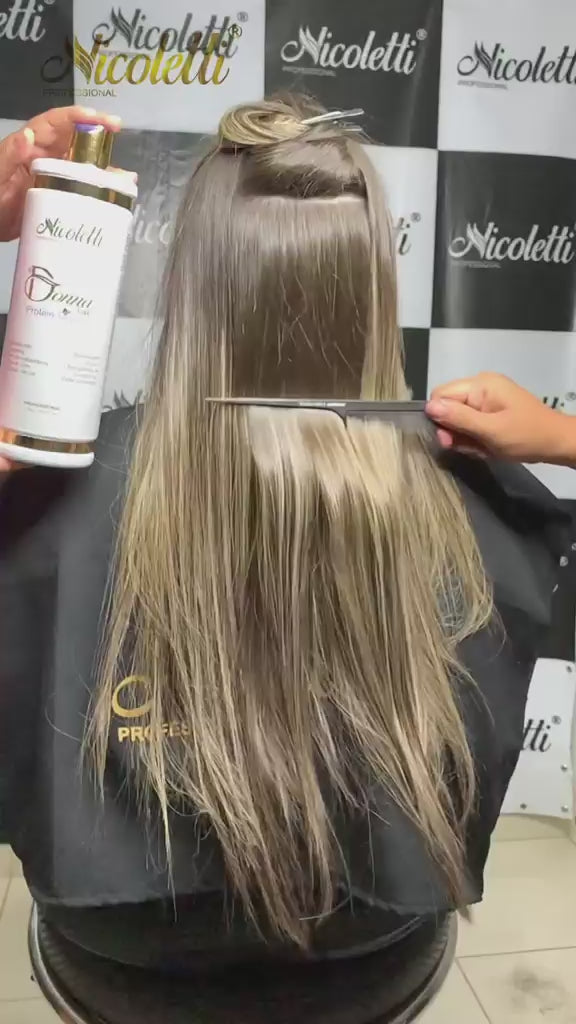 Charger la vidéo : lissage brésilien sur cheveux sensibilisés